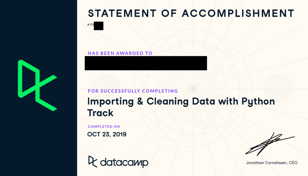 datacamp certificate