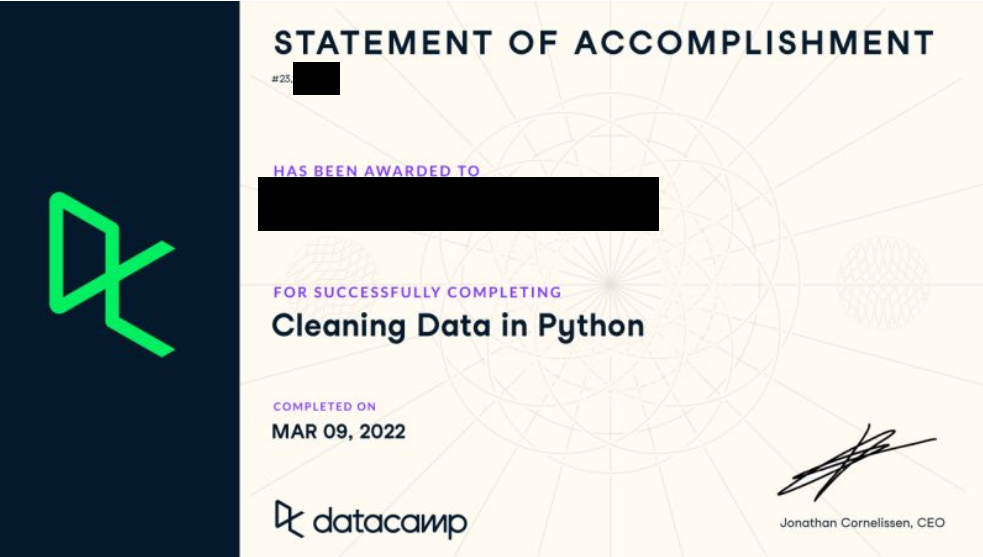 datacamp cerfiticate python