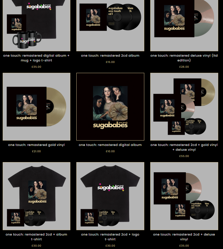 one touch sugababes 20th anniversary merchandise