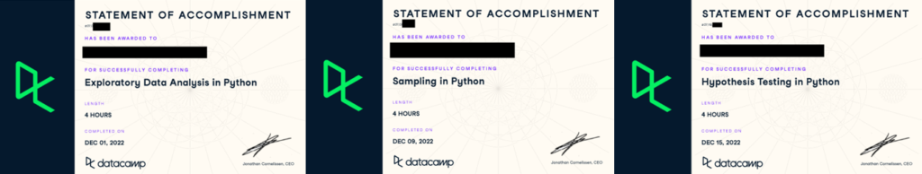 datacamp  python certificate